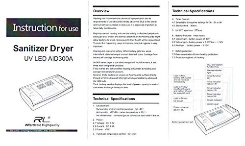 Hearing Aid Dryer with LED UV Cleaning, Electric Hearing Aids Dry Box Dehumidifier for Drying and Cleaning Resound Oticon Unitron and Costco Hearing Aides, with Battery Tester and 3-6-9 Hours Timer - Thumbnail 6