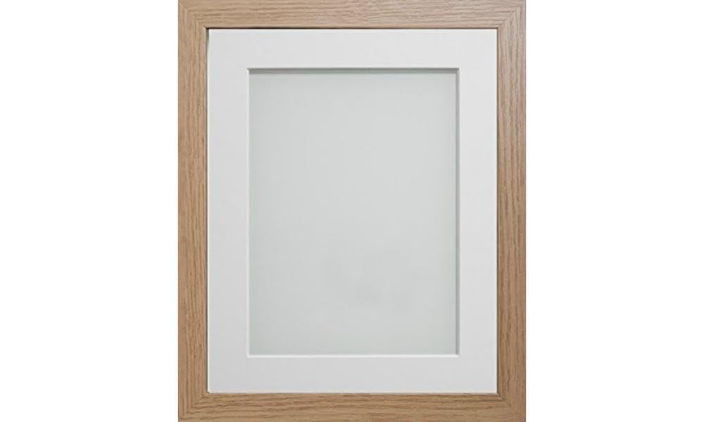 Frame Company Allington Range Beech Picture Photo Frame with White Mount Mount, 12x10 for pic size 10x8' * Choice of Sizes* Fitted with Glass