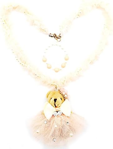 WJFASHION Kids Fashion Jewelry-Teddy Bear Necklace and Bracelet with Gift Box