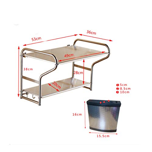 Microwave Kitchen Rack 304 Stainless Steel Oven Bowl Wall Hanging Multi-Function Household Storage MUMUJIN (Size : 53cm)