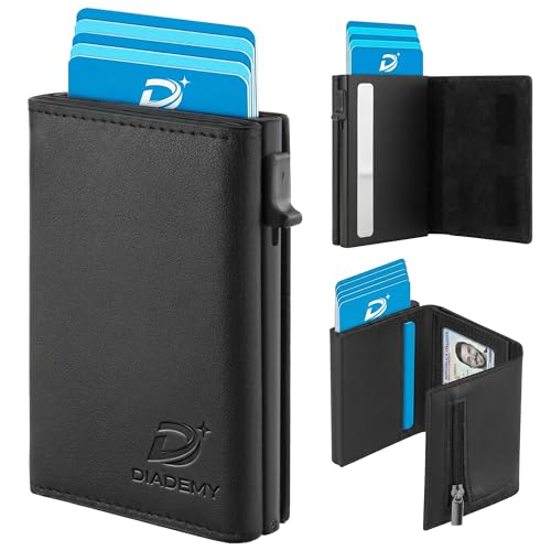 DIADEMY Men's Slim Wallet in Ultra High Quality Microfibre, Credit Card Holder for Men, Small but Large Size, RFID / NFC Card Holder, Coin Pocket, Magnetic Closure