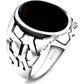 Qida Men Silver Ring Chain Band Onyx Ring for Men Female S925 Sterling Silver Natural Agate Gemstone Ring Turkish Handmade Luxury Jewelry