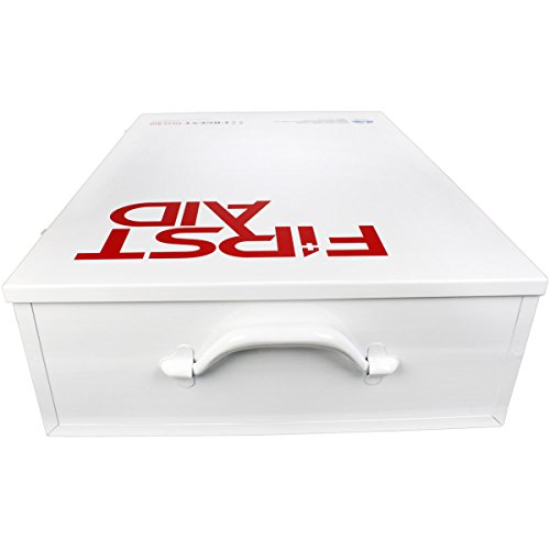OSHA & ANSI 4 Shelf Industrial First Aid Cabinet with Pocket Liner, 150 Person, 1091 Pieces, 2015 Class A+, Types I & II, Made in USA by Urgent First AidTM with extra content & NEW ANSI First Aid Guide