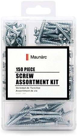 Assorted Screw Kit, 150 Pieces, Includes Wood And Sheet Metal Varieties, Heavy Duty Carbon Steel (Galvanized) by MBTools