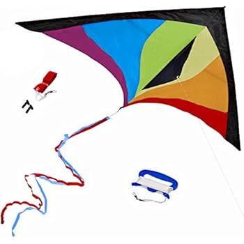 Best Rainbow Delta Kite, Easy Fly for Kids and Beginners, Single Line w/Tail Ribbons, Stunning Multi-Colors, Materials, Large, Meticulous Design and Testing + Guarantee + Bonuses!
