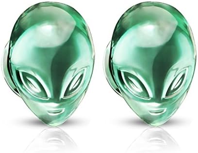 Pierced Owl - Green Alien Head Double Flared Plugs, Sold as a Pair