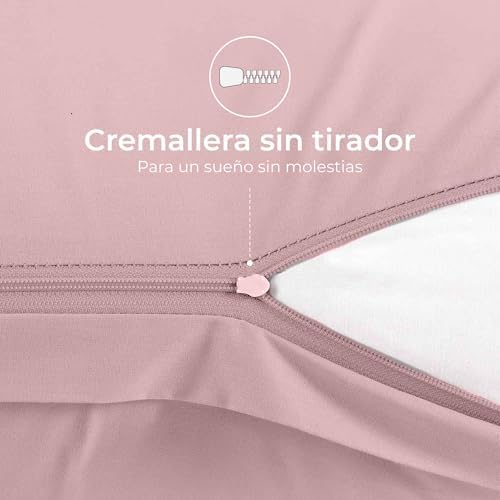 Funda Almohada 60x40 Algodón Reforzado (Pack de 2) - Rosa - Tela Apretada de 57 Hilos/cm² - Funda Almohada 40 x 60 - Certificación Oeko Tex - Dreamzie