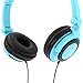 Cat Ear Headphones with Glowing Lights for Kids, IPRO Wired Gaming Folding LED Anime Over Head Earphone with Flashing Ears for Computer, Tablet, Phones, MP3, MP4, etc - Blue