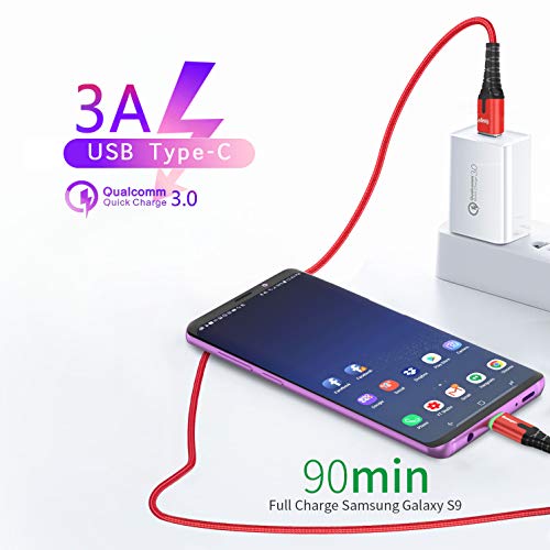 Essager LED Type C Cable Fast Charger 3A 2-Pack (6.6ft+3.3ft) USB A 2.0 to USB-C Mobile Phone Charging Wire Cord for Xiaomi K20 Samsung Oneplus 7 Pro Nintendo Switch Huawei Mate (Red)