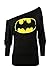 Oops Outlet Women's Superman Batman Comic Hero Batwing Off Shoulder Slouch Top Plus Size (US 16/18) Black