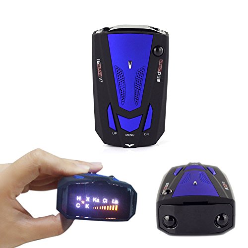 E-Bro 16 Band Radar Detector, Voice Alert and Car Speed Alarm System with 360 Degree Detection, City/Highway Mode Radar Detectors for Cars Blue
