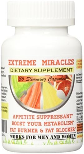 Extreme Miracles Slimming 36 Capsules. The Best Weight Loss Supplement. 60 Days Money Back Guarantee! by US MARIPOSA