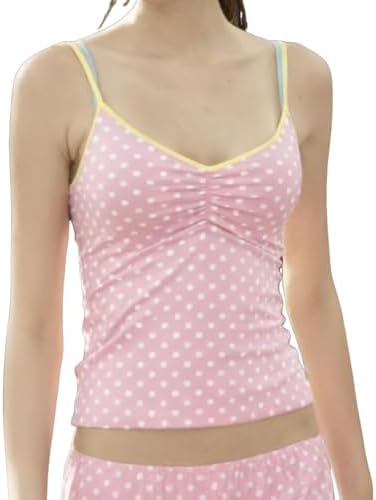 SOLY HUX Women's Striped Lace Trim Cami Crop Top Button Front