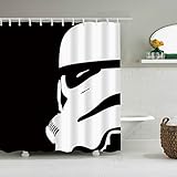 LIGHTINHOME Custom Stormtroopers in Star War Movie Shower Curtain Set White and Black Soldier Shower Curtain Panel Polyester Waterproof Fabric 72x72 Inch with 12-Pack Plastic Shower Hooks