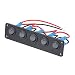 HERCHR 5 Gang 3 Pin Rocker Switch Panel, Waterproof On-Off Toggle Switches for Car Vehicle Trailer Truck SUV Marine Boat RV Ship, 12V/24V, 20A, 5 LED, Blue
