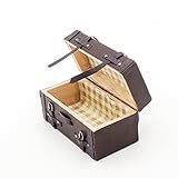 Odoria 1:12 Miniature Vintage Suitcase Chest with Leather Belt Dollhouse Accessories