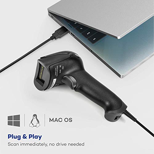 NETUM Barcode Scanner USB 2.0 Wired Handheld 1D Laser Bar Code Reader Scanner for POS Mobile Payment PC Laptop and Computer Windows Mac OS - Thumbnail 3