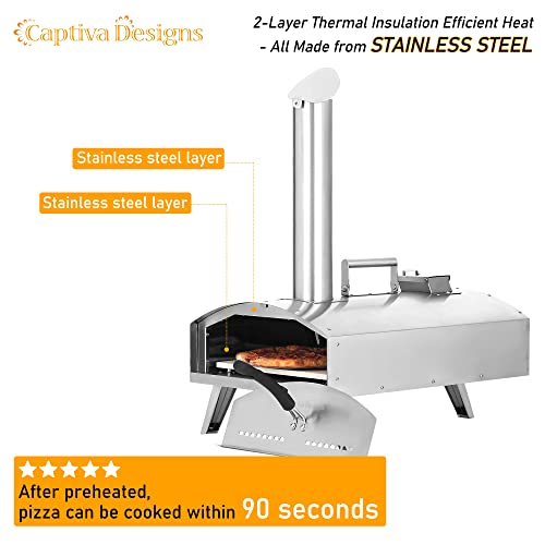 Captiva Designs Portable Outdoor Pizza Oven,Stainless Steel Pizza Maker