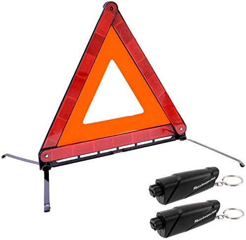 Amazon 三角表示板 折りたたみ式 車緊急脱出用ハンマー セット 三角表示板 1 収納ケース付き 脱出用ハンマー 2 計3個セット 2種類のセットからお選びいただけます 三角停止板 高速道路を利用時は搭載の義務あり 反射板