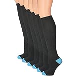 The Right Fit Womens Warm Winter Cotton Compression Boot Knee High Socks- Solid, Size 9-11, Black, 6 Pk