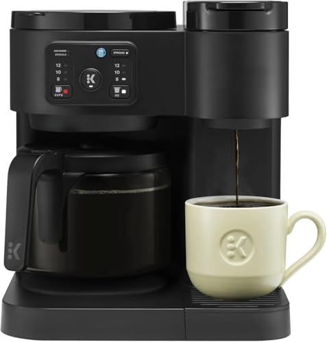 K-Duo Essentials Hot & Iced Single-Serve Coffee Maker with Carafe, Dual Brew System for Pods & Ground Coffee, Large Capacity Glass Carafe