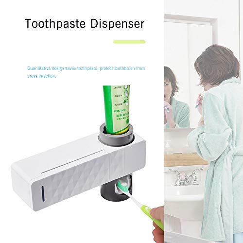 Uv Toothbrush Sanitizer, Uv Toothbrush Holder Wall Mounted Toothpaste Dispenser with Sterilization Function, 5 Toothbrush Sterilizer Holder for Family Kids, Shower Bathroom, USB Charging - Thumbnail 4
