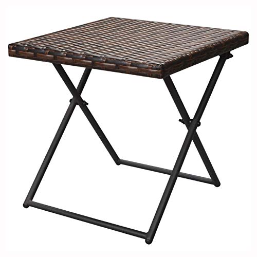 Sunlounger, Folding Sun Loungers 2 pcs with Table Poly Rattan Brown