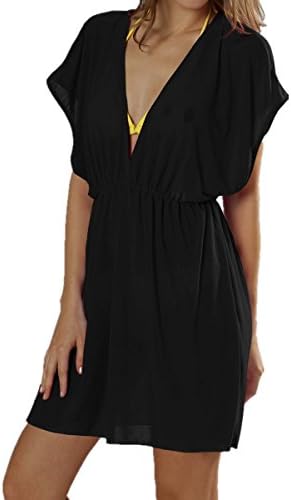 DQdq Petite Women's Beach Swimsuit Cover up V-Neck Dress