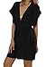 DQdq Petite Women's Beach Swimsuit Cover up V-Neck Dress XS Black
