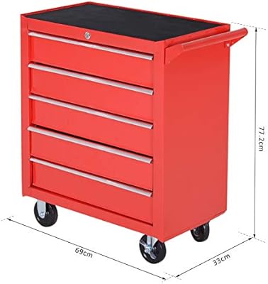 Durhand 5 Drawer Roller Tool Cabinet Storage Box Workshop Chest