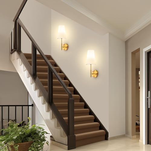 Bacane Wall Lights, Battery Operated Wall Sconce, Wireless Dimmable Wall Lamp with Remote Control for Bedroom, Living Room, 2 Pack (Bulbs Included)
