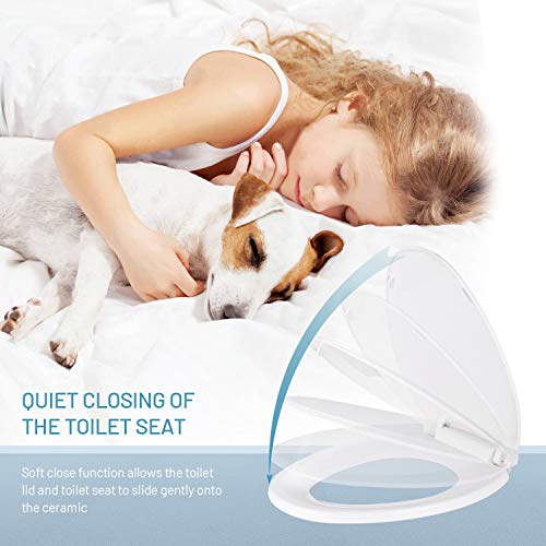 Elongated Toilet Seat, TACKLIFE DBTS03S Quiet Close Toilet Seat with
