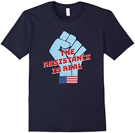 Mens The Resistance is Real - American Flag Fist July 4th Shirt 3XL Navy
