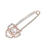 Maikun Diamante White Enamel Flower Pin Brooch Golden Plated Sweater Brooch
