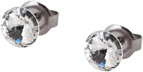 galaxyjewelry CRYSTAL White Titanium Post Earring Stud, No Allergic Reaction/6mm pair