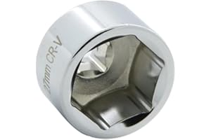 KEDAKEJI 27mm 6-Point Socket, Low Profile Oil Filter Wrench, Chrome Vanadium Steel, Matte Chrome Finish, 30 Days Hassle-Free Return & 1 Year Unlimited Replacement Promise