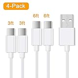 USB Type C Cable, Haribol USB C Cable [4-PACK 2x3Ft,2x6.6Ft]USB C to USB A Fast Charger Sync Cord for Samsung Galaxy S9 Note 8, S8, LG V20 G5 G6, Pixel, Nexus 5X/6P, Moto Z Z2, Nintendo Switch (White)