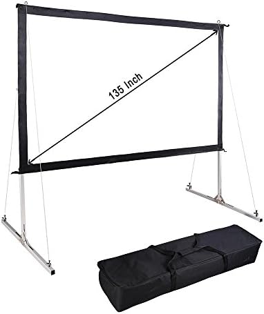 Instahibit 135" Portable Fast Folding Projector Screen 16:9 HD with Stand and Carry Bag for Indoor Outdoor
