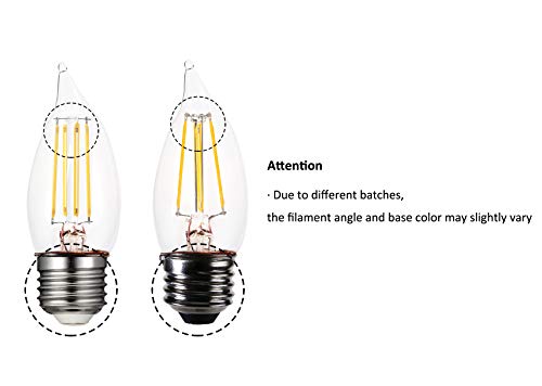 FLSNT 60 Watt Equivalent LED Chandelier Light Bulbs, Dimmable 4.5W CA11 LED Filament Bulbs, E26 Medium Base, 2700K Soft White, 12 Pack