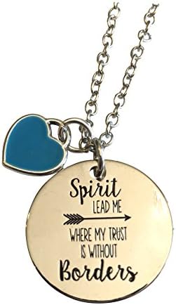 Spirit Lead Me Where My Trust Is Without Borders ~ Silver Plated Necklace with 22 inch Link Chain in Gift Linen Bag ~ Popular Christian Jewelry 2018