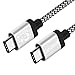 USB Type C to USB Type C 3.1 Cambond Braided Charging Cable Cord 6.6ft/2M for Galaxy Note 8, S8, S8+, MacBook, Nintendo Switch, Google Pixel, Sony XZ, LG V20 G5 G6, HTC 10, Nexus 6p 5x and More Silver