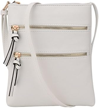 Feihan Vintage Women Zipper Shoulder Bag Lady Simple Sling Crossbody Handbag Purse (white)