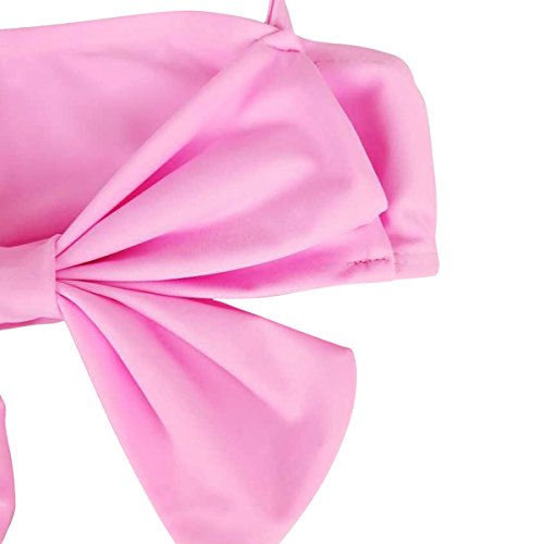 Jastore Baby Girls Big Bowknot Stripe 2 Pieces Swimwear Swimsuits Beach Wear (2T, Pink) - Thumbnail 3
