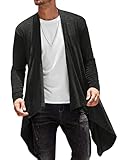 COOFANDY Men's Ruffle Shawl Collar Cardigan Long