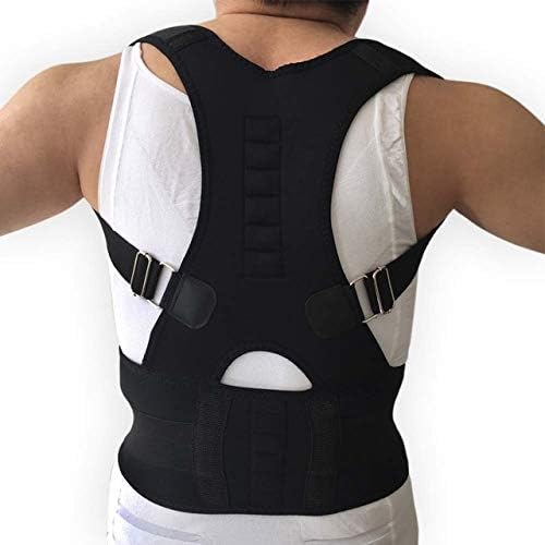Designeez Medical Therapy Magnetic Lumber Back Posture Corrector Support Belt Brace Lower Back Pain Treatment Women Men Corsets Tourmaline - Size: XXL & Color: Black