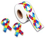 Autism Ribbon Stickers - Large Ribbon (1 roll)