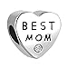 ReisJewelry Mom Charm Heart Love Mothers Day Charms Bead For Bracelets (Best Mom White)
