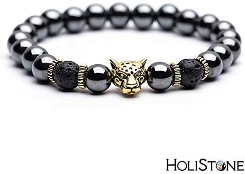 HoliStone Black Shungite Natural Stone Charm Bracelet ♦ Anxiety Stress Relief Yoga Beads Bracelets Chakra Healing Crystal Bracelet for Women and Men