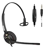 Arama Cell Phone Headset w/Lightweight Secure-Fit Headband, Pro Noise Canceling Mic and in-line Controls 3.5mm Headset for iPhone, Samsung, LG, HTC, BlackBerry Mobile Phone and iPad Tablets (A800MP)