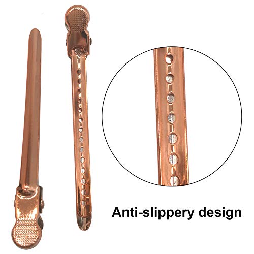 12Pcs Dividing Duck Bill Clips, Clamp Hair Styling Clips Hairpin Metal Hairdressing Sectioning For Salon Styling Tools (Rose Gold)
